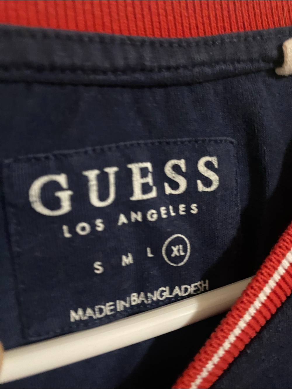 GUESS Men's Blue Short-Sleeve Tee with Red Trim - Picture 2 of 3